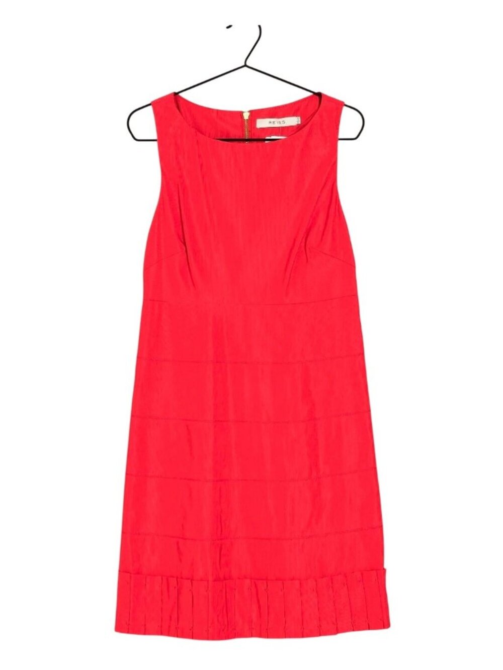 REISS Red Sleeveless Pleated Hem Dress UK 8 US 4
